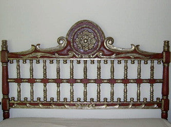 Reproduction Carved King Size Bed in Red, cachimbo hardwood
