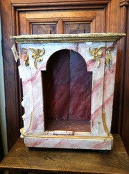 Antique carved, polychromed and gilt niche box, chestnut