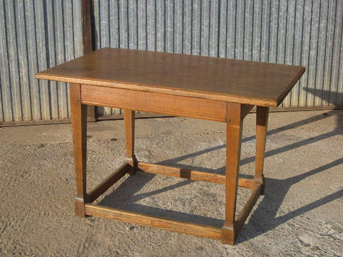 Antique scalloped lyre-leg library table with iron stretchers, walnut