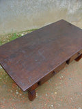 Antique two-drawer cabriole leg coffee table, chestnut