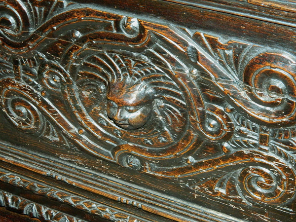 Antique carved Renaissance credenza, chestnut