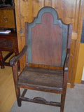 Polychromed friar's chair with arms in chestnut
