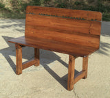 Spanish Antique pierced high-back bench in pine