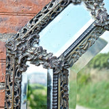 Large octagonal antique Napoleon III bronze mirror