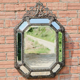 Large octagonal antique Napoleon III bronze mirror
