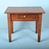 Antique painted pine accent table with drawer