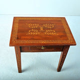 Antique painted pine accent table with drawer