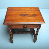 Antique turned leg accent table with drawer, walnut