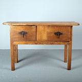 Antique two-drawer poplar console table