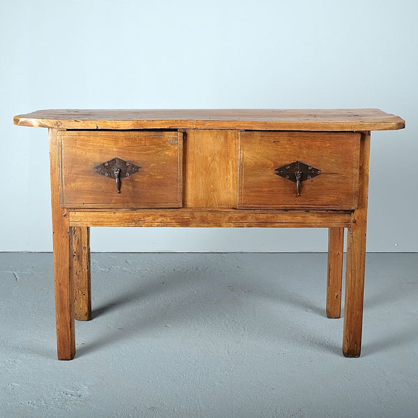 Antique two-drawer poplar console table