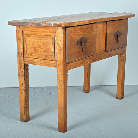 Antique two-drawer poplar console table