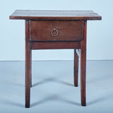 Antique trestle leg game dressing table with drawer, chestnut and pine