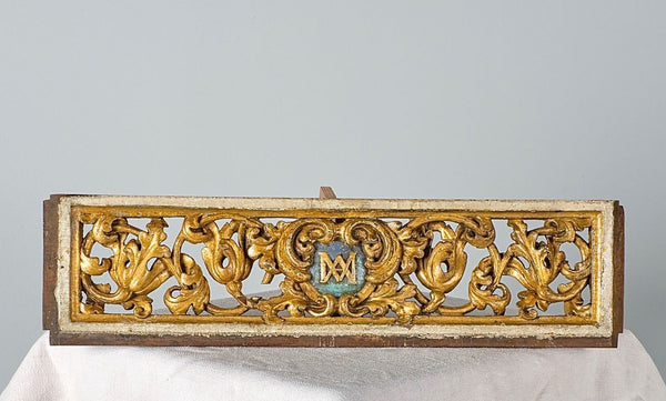 Pair of antique carved, gilt and pierced oak panels