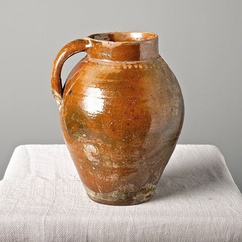 Antique single handle semi-glazed Pyrenees pitcher