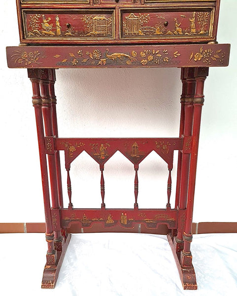 Antique Spanish colonial chinoiserie bargueño