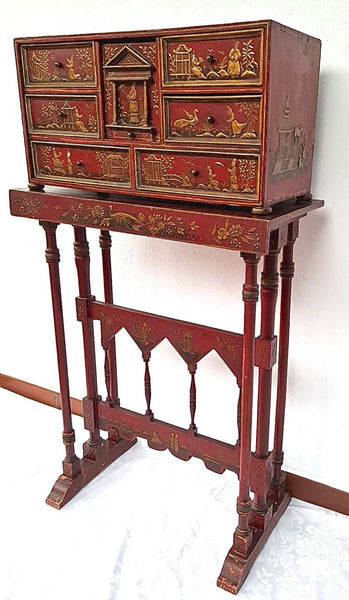 Antique Spanish colonial chinoiserie bargueño