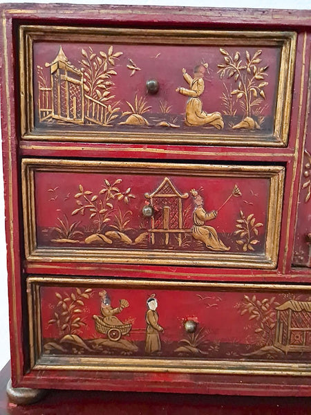 Antique Spanish colonial chinoiserie bargueño