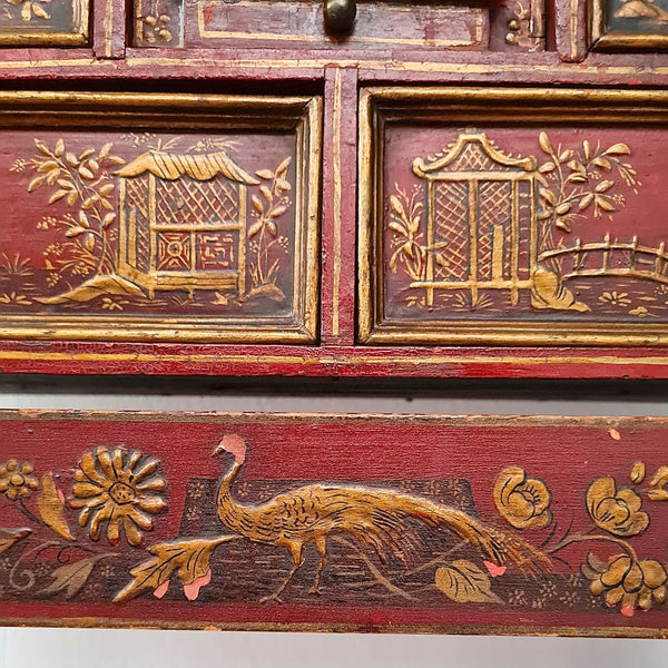 Antique Spanish colonial chinoiserie bargueño