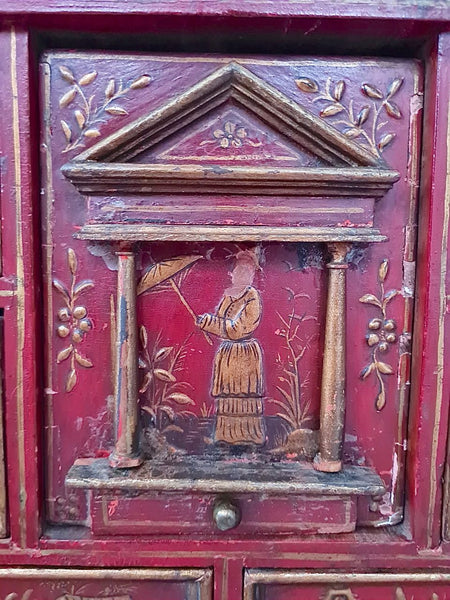 Antique Spanish colonial chinoiserie bargueño