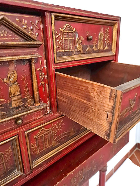 Antique Spanish colonial chinoiserie bargueño