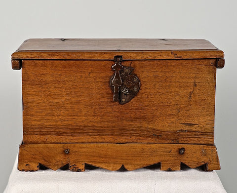Small antique convent tabletop chest, walnut