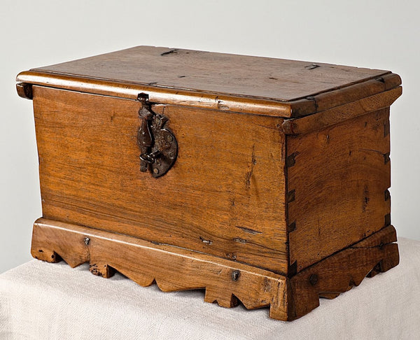 Small antique convent tabletop chest, walnut