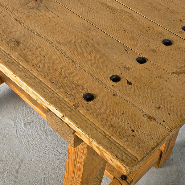 Antique trestle leg "Alpujarran" village table, pine