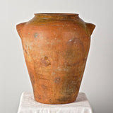 Antique two-handle semi-glazed olive oil jar