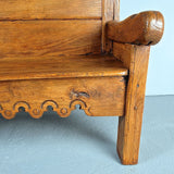 Antique scalloped-back Andalusian bench / sleeping platform, pine