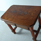 Antique mast leg accent table, chestnut and cherry