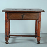 Antique mast leg accent table, chestnut and cherry