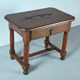 Antique mast leg accent table, chestnut and cherry