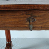 Antique mast leg accent table, chestnut and cherry