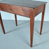 Antique small tapered leg pine writing table with drawer