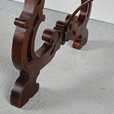 Antique pierced lyre leg library table with inlaid top