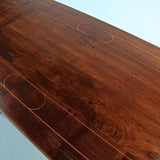 Antique pierced lyre leg library table with inlaid top