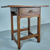 Antique straight leg accent table with drawer, chestnut