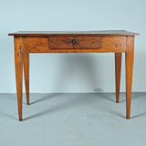 Antique tapered leg writing table with drawer, oak