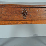 Antique tapered leg writing table with drawer, oak