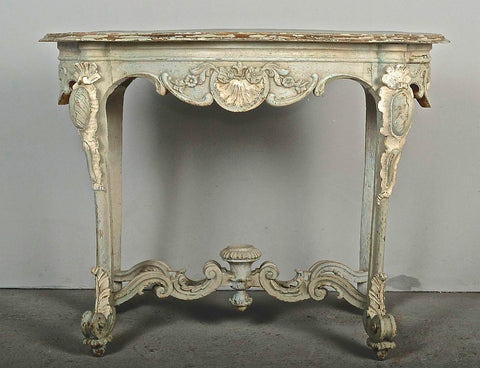 Painted and gilt Empire style console hand-crafted with antique elements