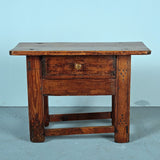 Antique rustic “Burgalés” village table with drawer, pine