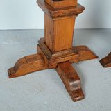 Antique pair of large turned floor candlesticks, pine