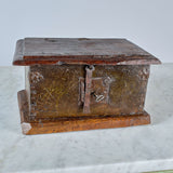 Antique small chestnut and walnut alms box