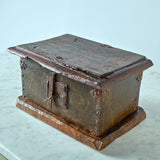 Antique small chestnut and walnut alms box