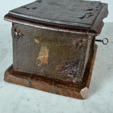 Antique small chestnut and walnut alms box
