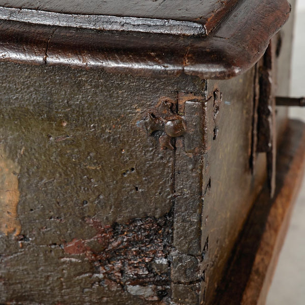 Antique small chestnut and walnut alms box