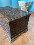 Small antique carved blanket chest, walnut