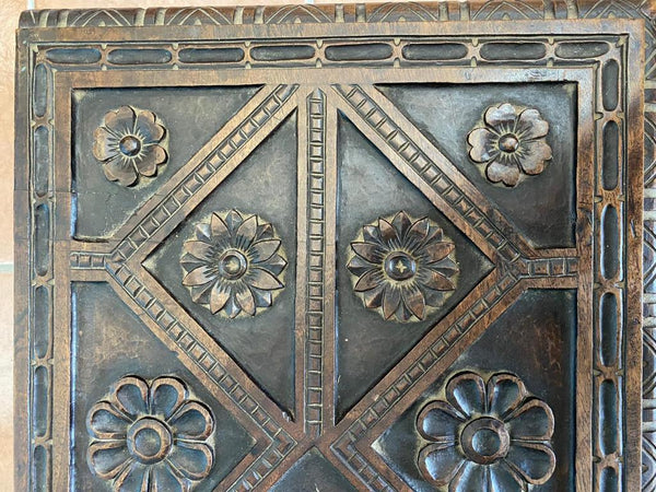 Small antique carved blanket chest, walnut