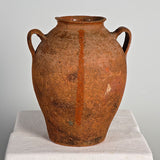Antique two handle semi-glazed red clay Extremeñan oil jar