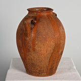 Antique two handle semi-glazed red clay Extremeñan oil jar